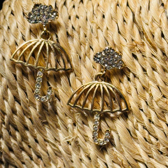 Gold and Silver Umbrella Earrings - Picture 1 of 1